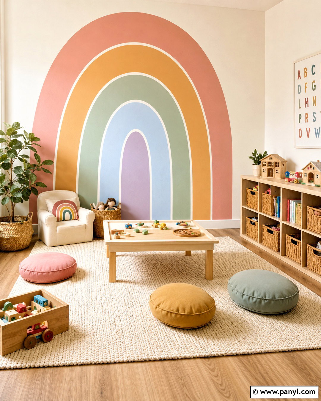 Muted Rainbow Playroom Walls - 20 painting ideas for home walls