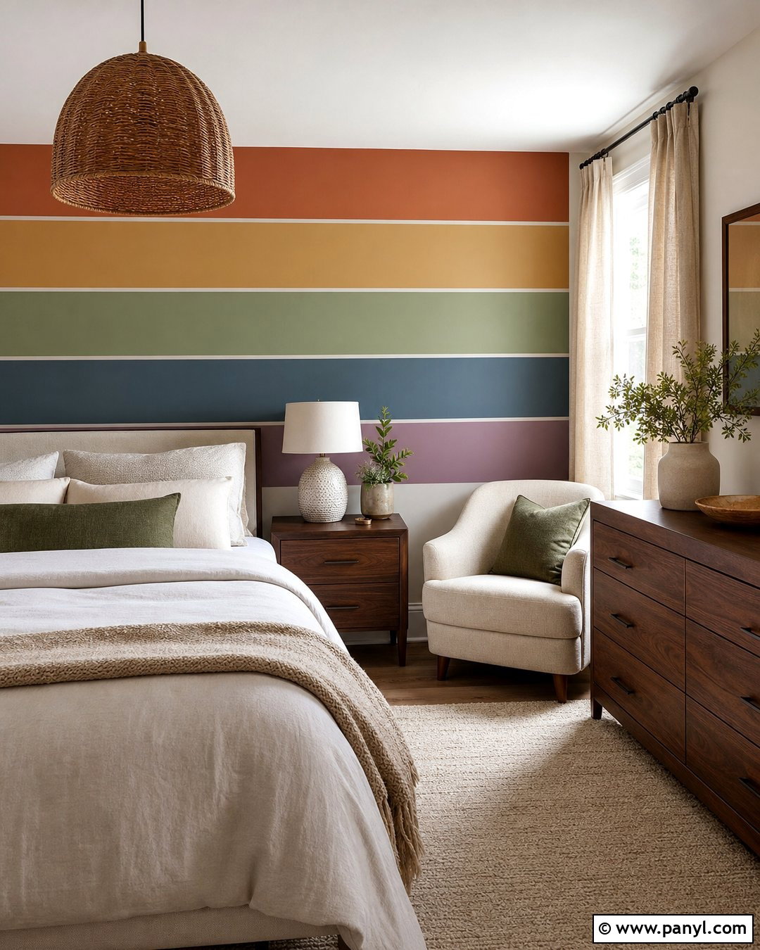 Muted Rainbow Stripe Wall - 30 Rainbow Stripe Wall Ideas