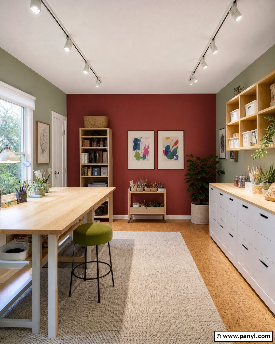 Muted Red Wall With Soft Green Surrounding Walls - 20 Red And Green Wall Paint Ideas
