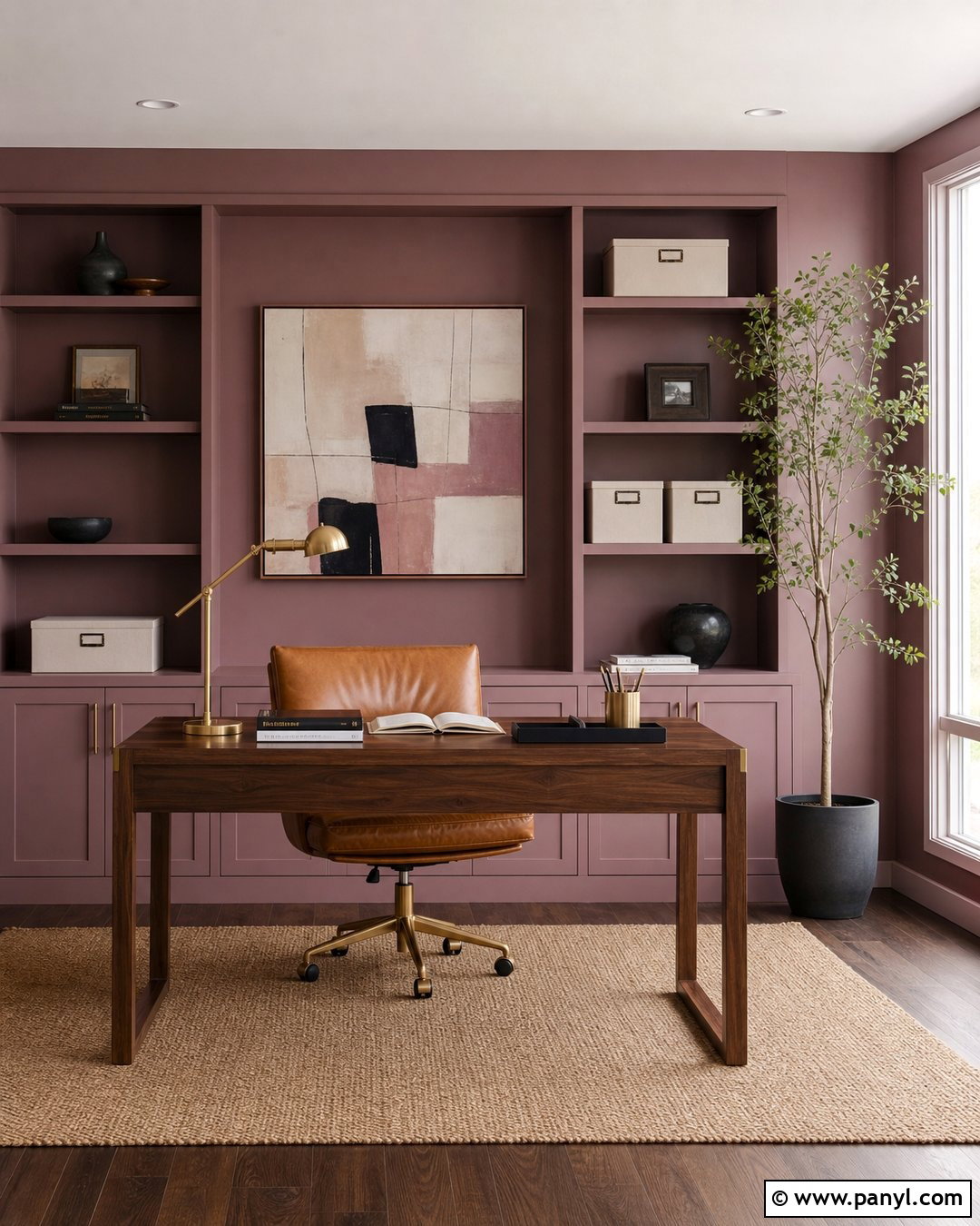 Muted Rose Home Office - 25 Rose Wall Paint Ideas