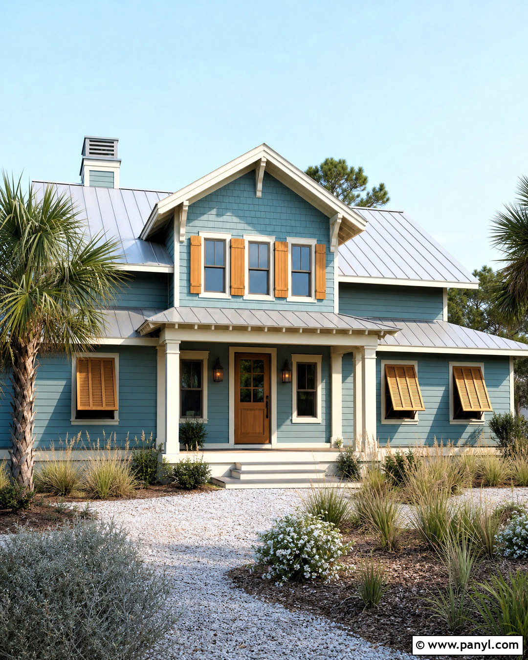 Muted Teal Beach House Exterior With Cream Trim - 20 beach house exterior paint colors