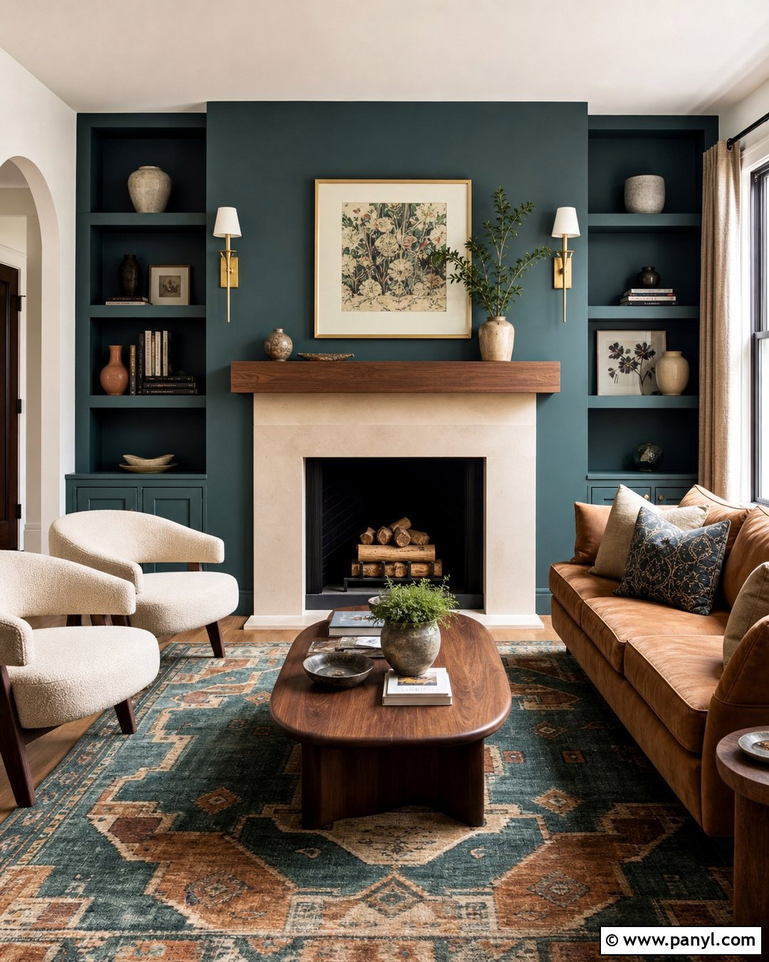 Muted Teal Fireplace Wall - 25 Fireplace Wall Paint Ideas