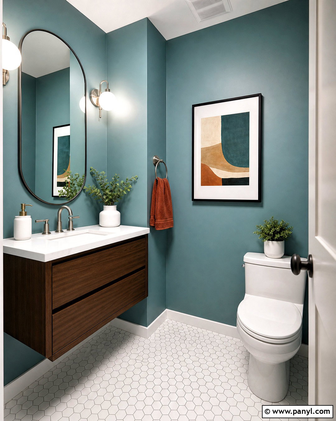 Muted Teal Half Bathroom - 20 half bathroom paint ideas