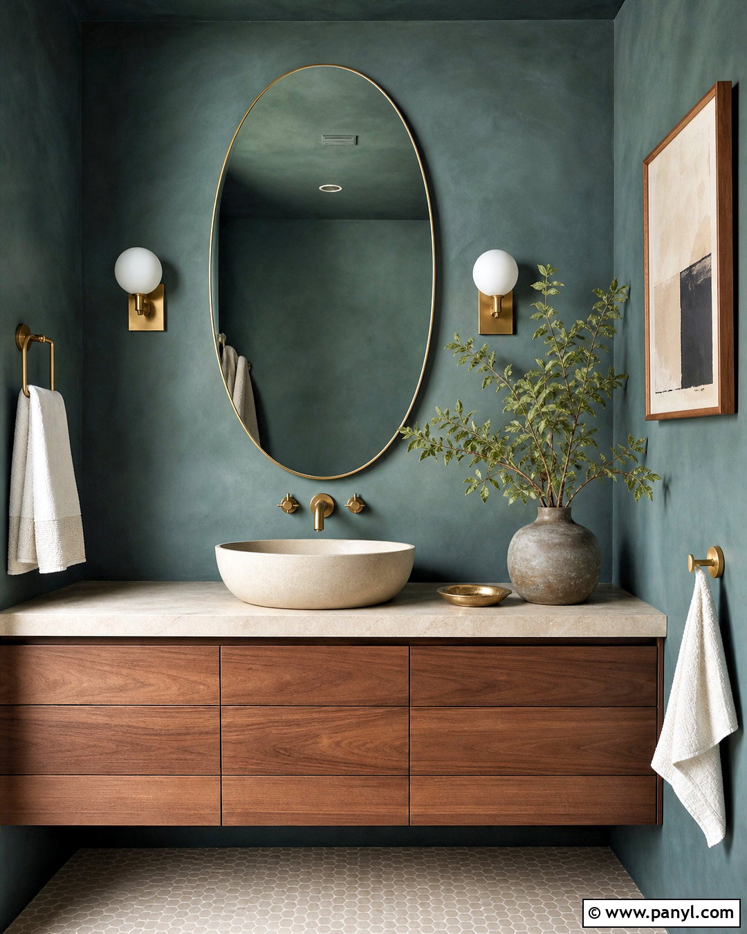 Muted Teal Limewash Powder Room - 20 limewash colors