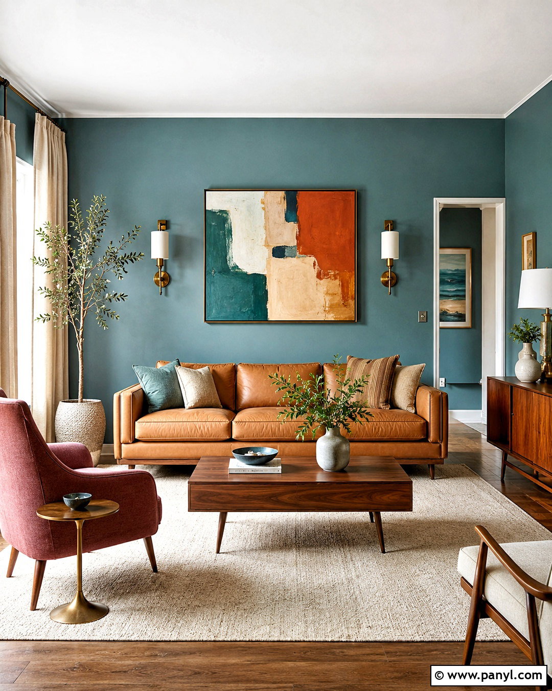 Muted Teal Living Hall Walls - 20 living hall wall painting ideas