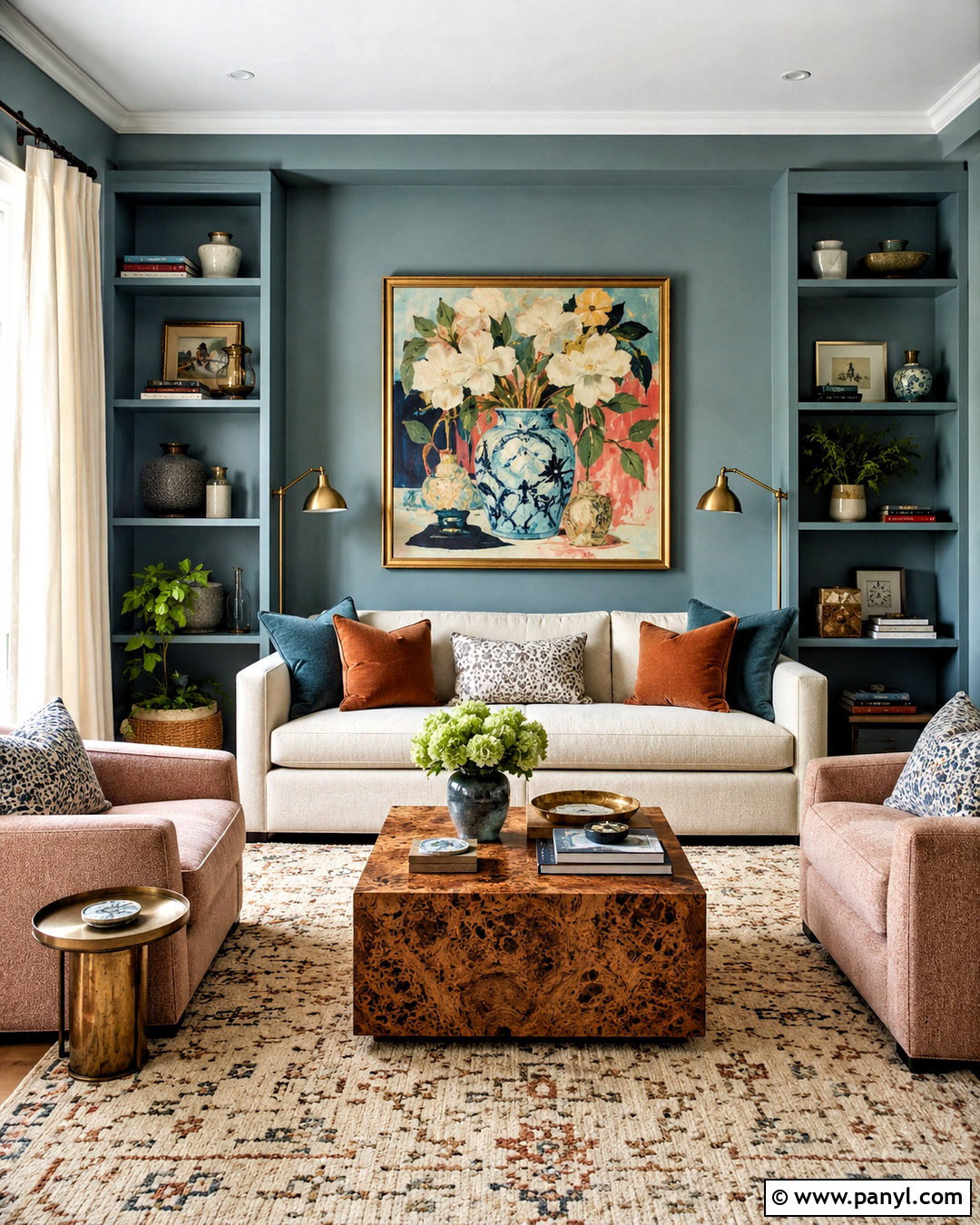 Muted Teal Living Room - 20 paints for home living rooms