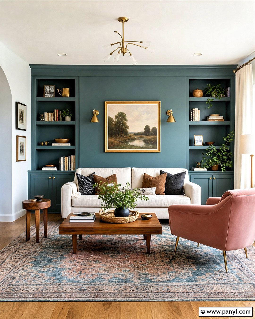 Muted Teal Living Room Accent Wall - 20 accent color walls in living room ideas
