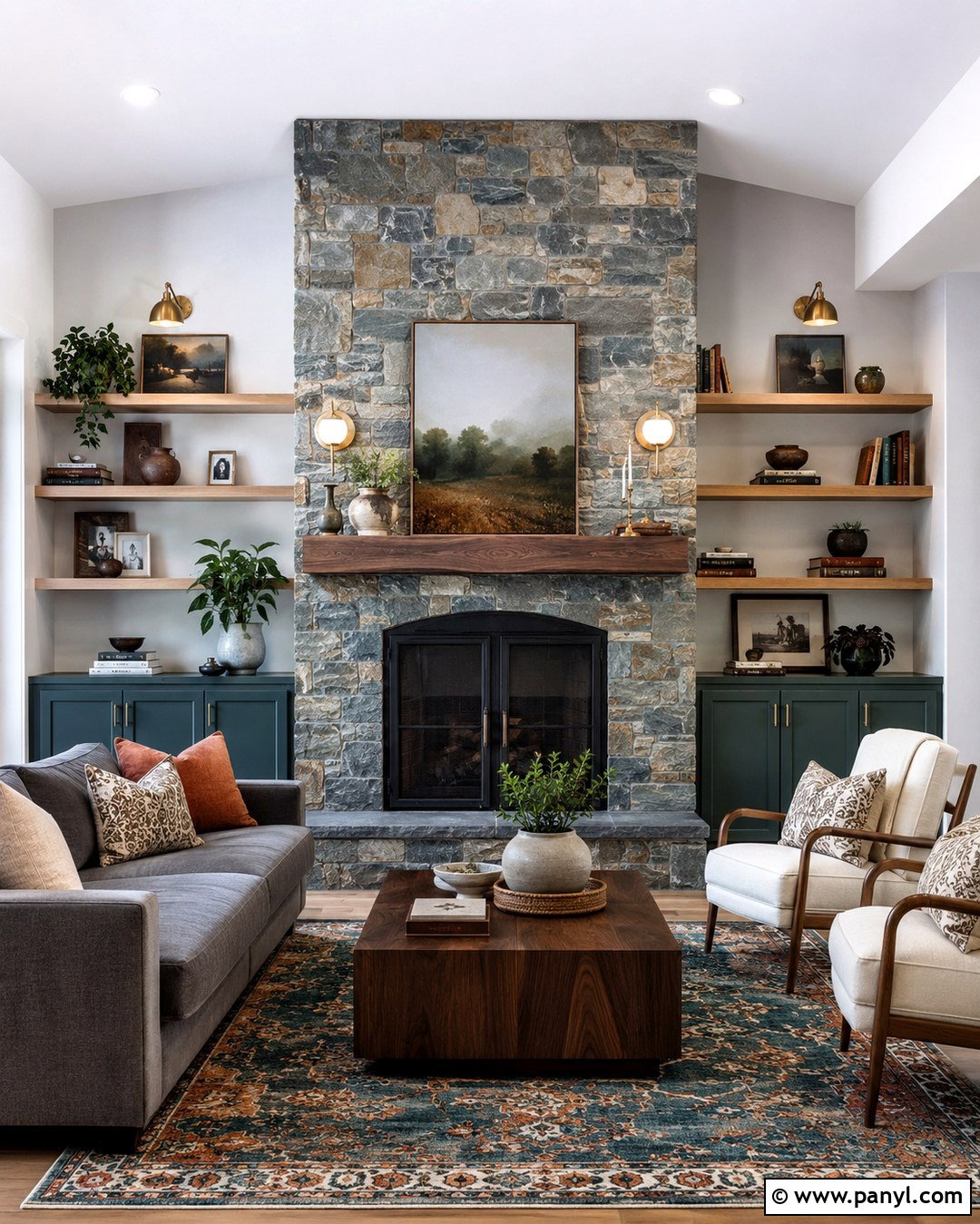 Muted Teal Stone Fireplace Accent Wall - 20 Stone Fireplace Accent Wall Paint Colors