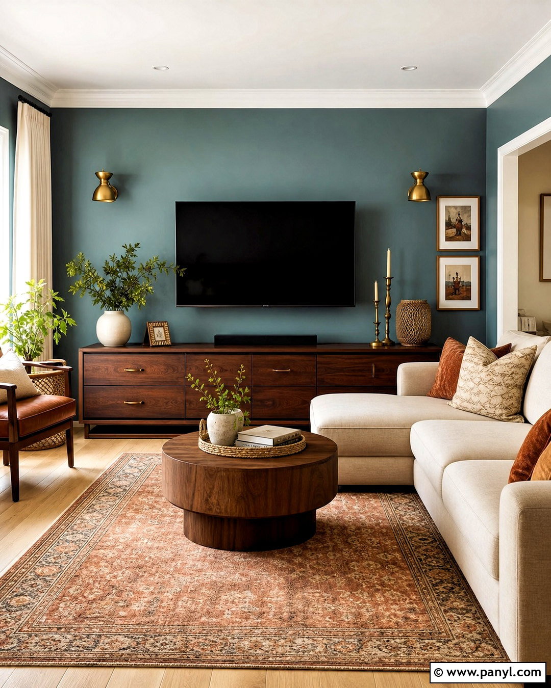 Muted Teal TV Wall - 20 tv wall color ideas living room ideas