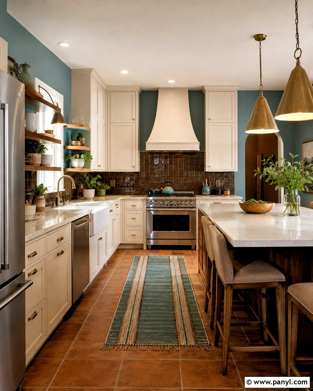 Muted Teal Wall Color With Brown Tiles - 20 Wall Color With Brown Tiles
