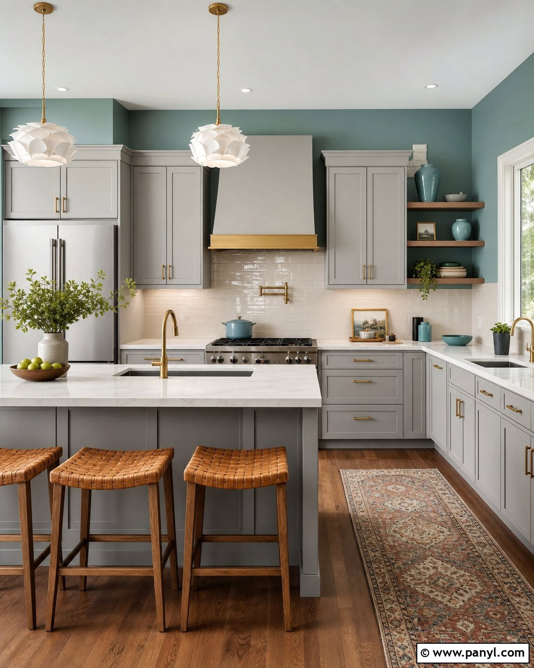 Muted Teal Walls With Gray Kitchen Cabinets - 30 Gray Kitchen Cabinets Wall Color Ideas
