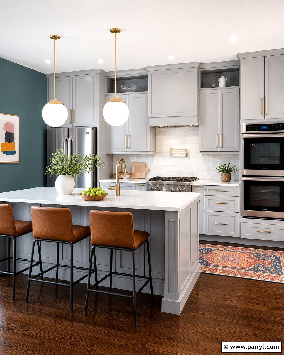 Muted Teal Walls With Grey Kitchen Cabinets - 30 Grey Kitchen Cabinets Wall Color Ideas