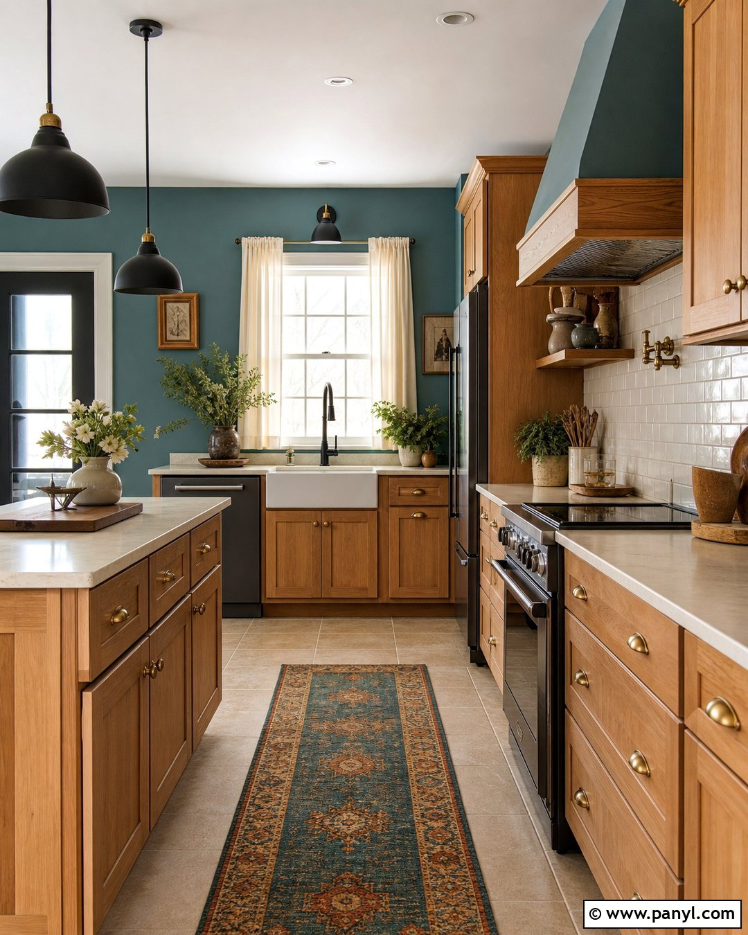 Muted Teal Walls With Honey Oak Cabinets - 35 honey oak kitchen cabinets wall color ideas