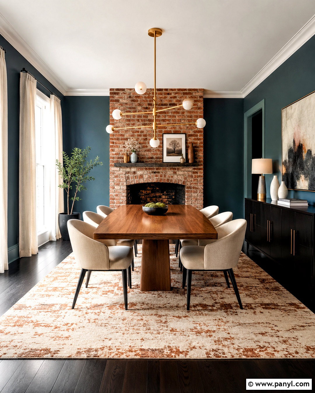 Muted Teal With Red Brick - 20 colors that go with brick interior ideas