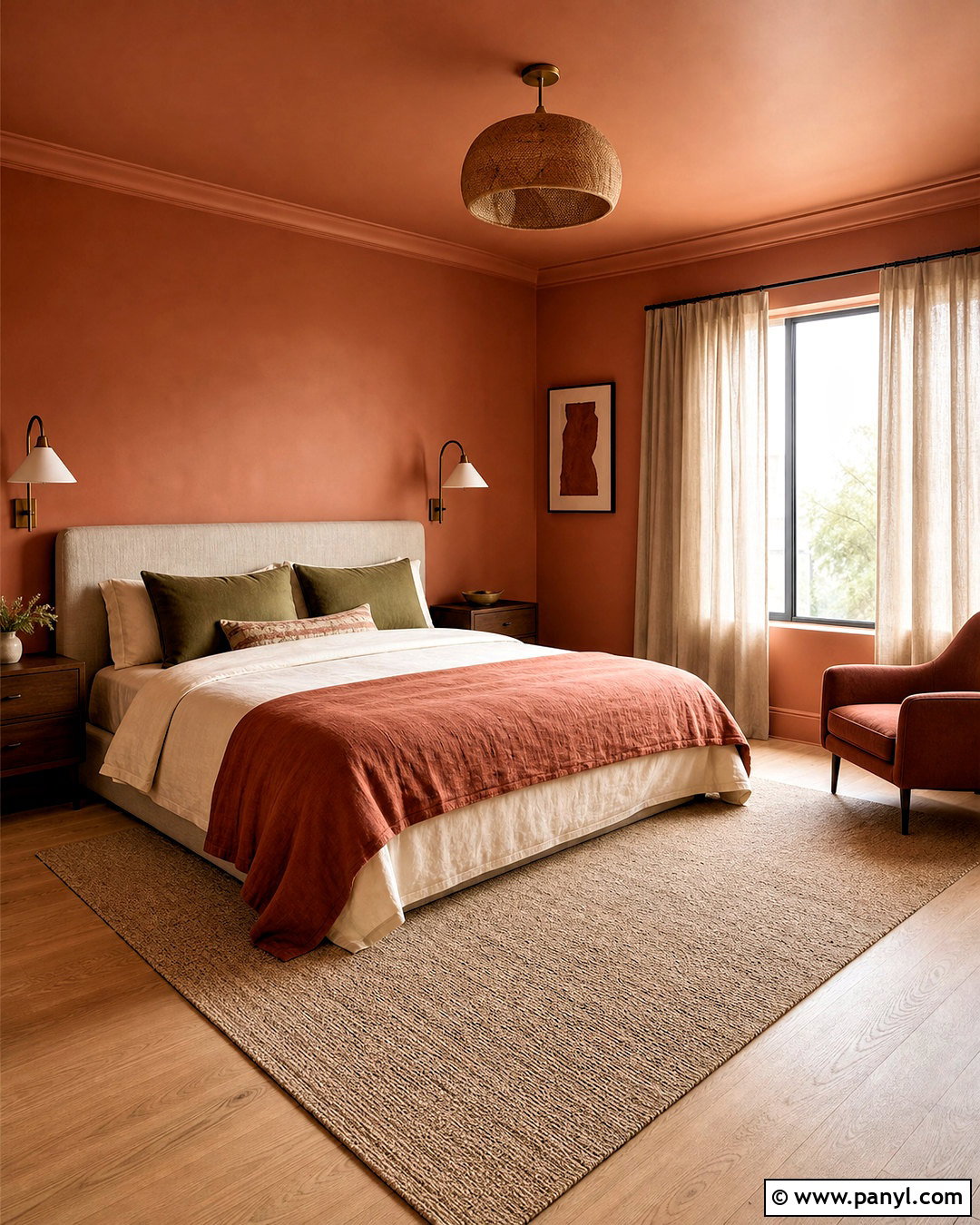 Muted Terracotta Color Drenched Bedroom - 20 muted terracotta ideas