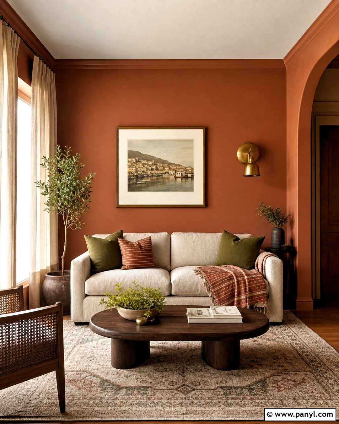 Muted Terracotta Living Room - 20 small living room paint color ideas