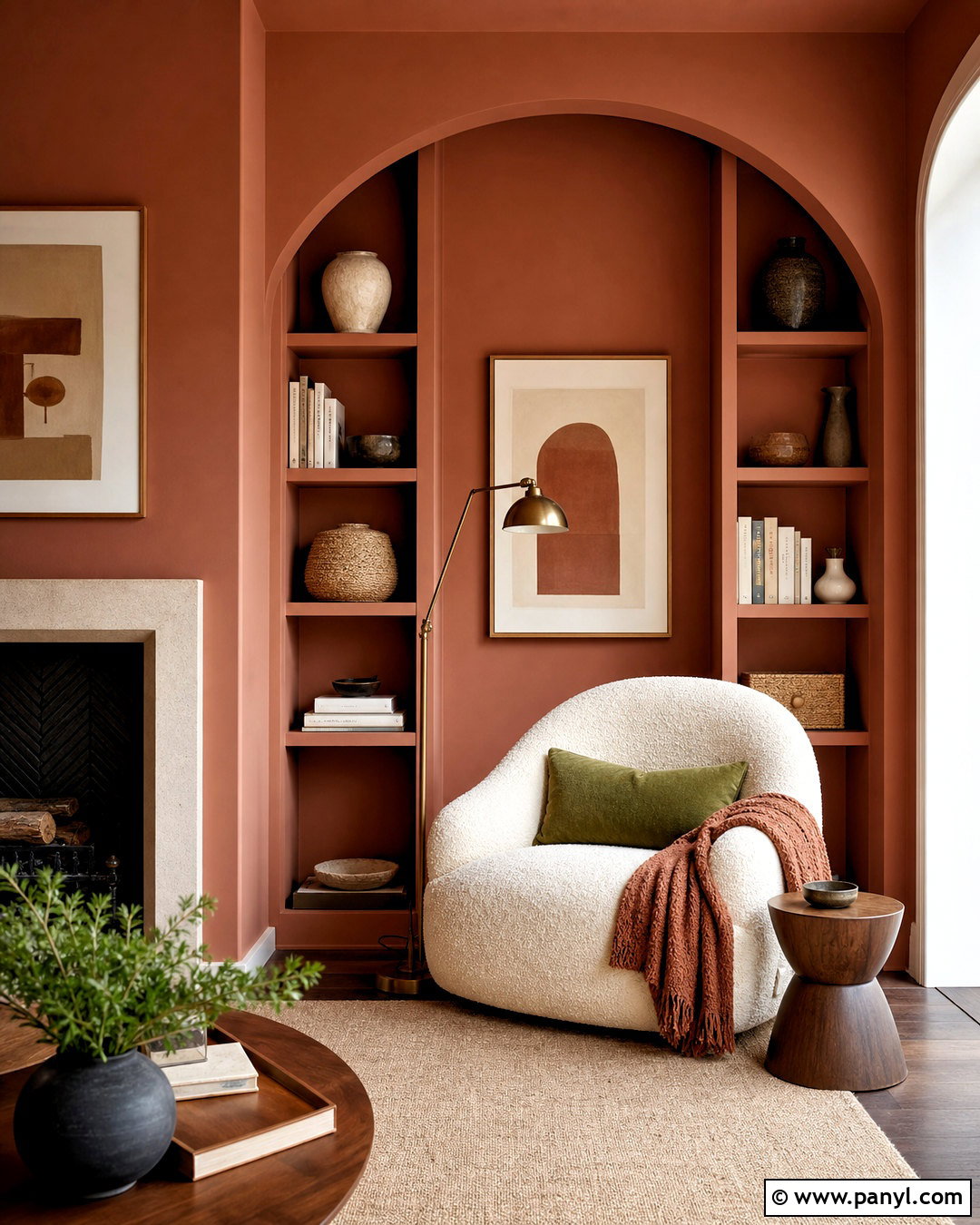 Muted Terracotta Reading Nook - 20 muted terracotta ideas