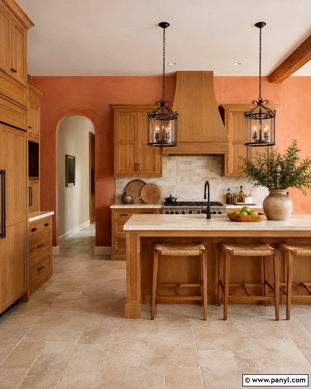 Muted Terracotta Walls With Honey Oak Cabinets - 20 Honey Oak Cabinet Kitchen Wall Color Ideas