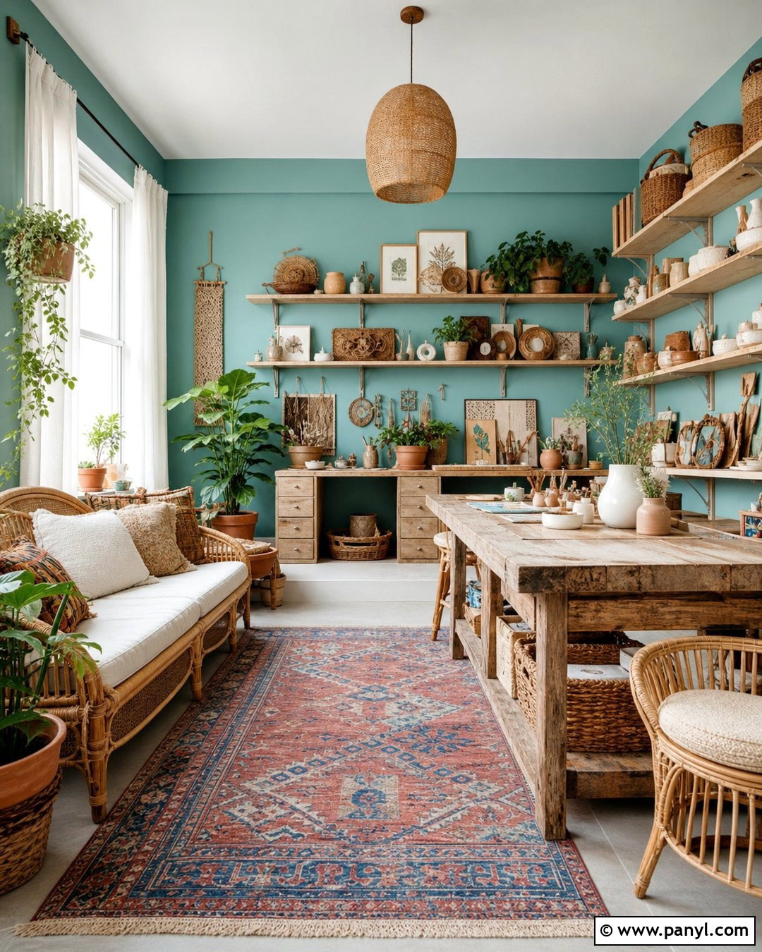 Muted Turquoise Boho Walls - 30 Boho Wall Colors