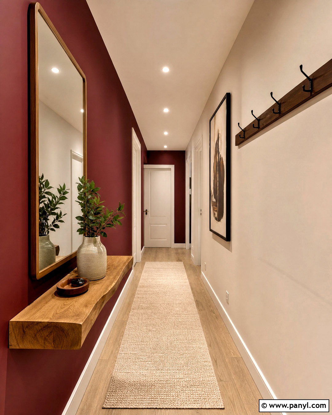 Narrow Burgundy Hallway - 20 burgundy hallway ideas