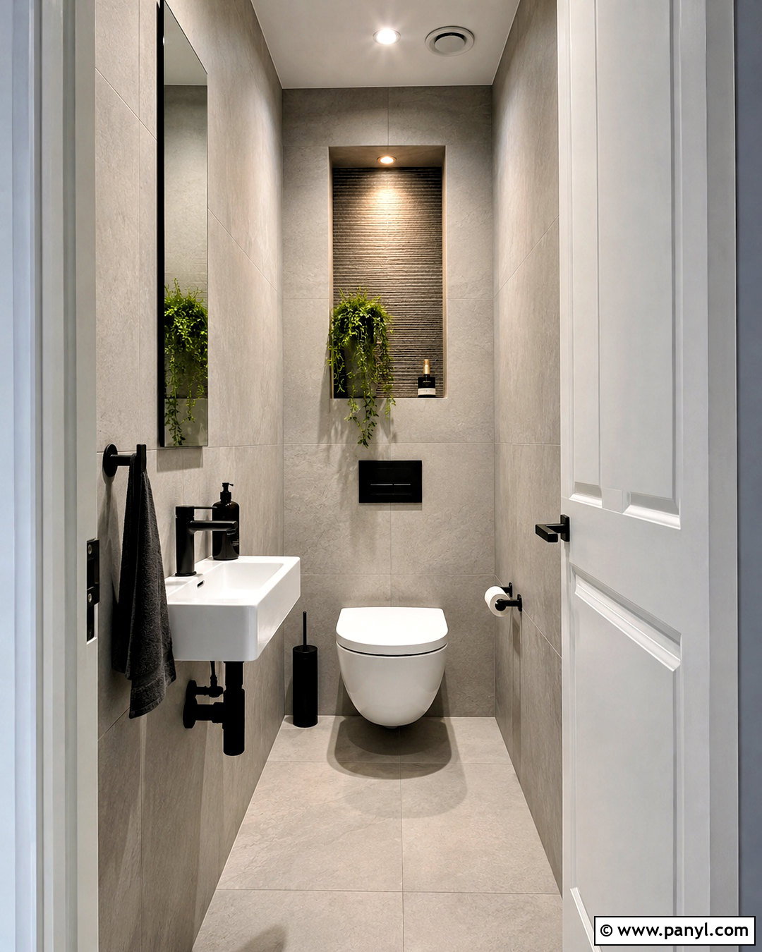 Narrow Toilet With Wall-Hung Fixtures - 20 little toilet ideas