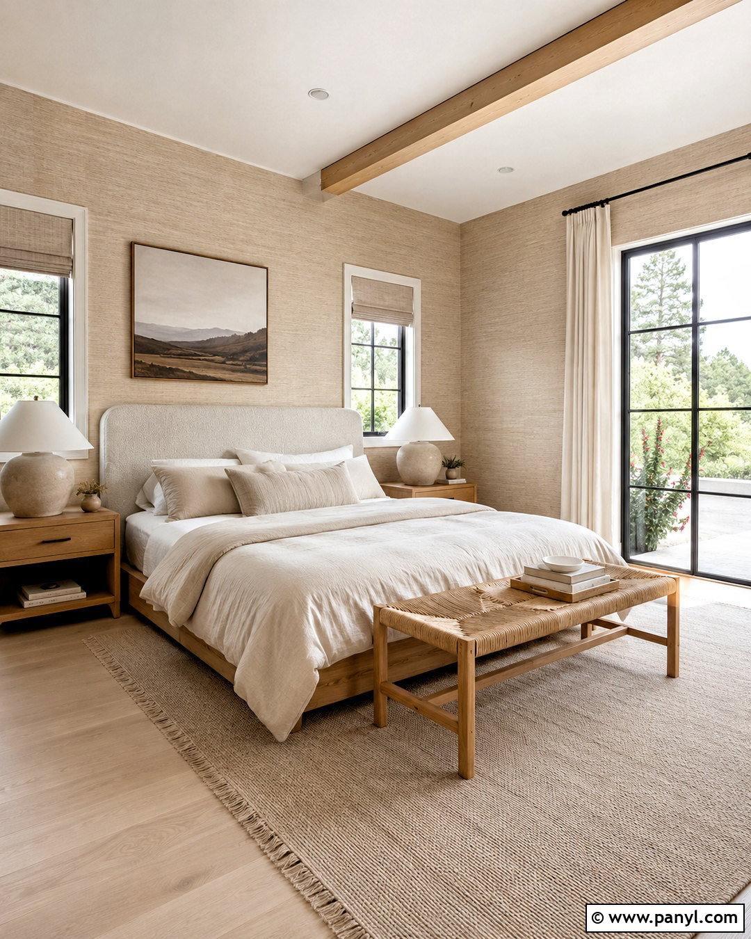 Natural Beige Grasscloth Wallpaper - 20 neutral minimalist wallpaper ideas