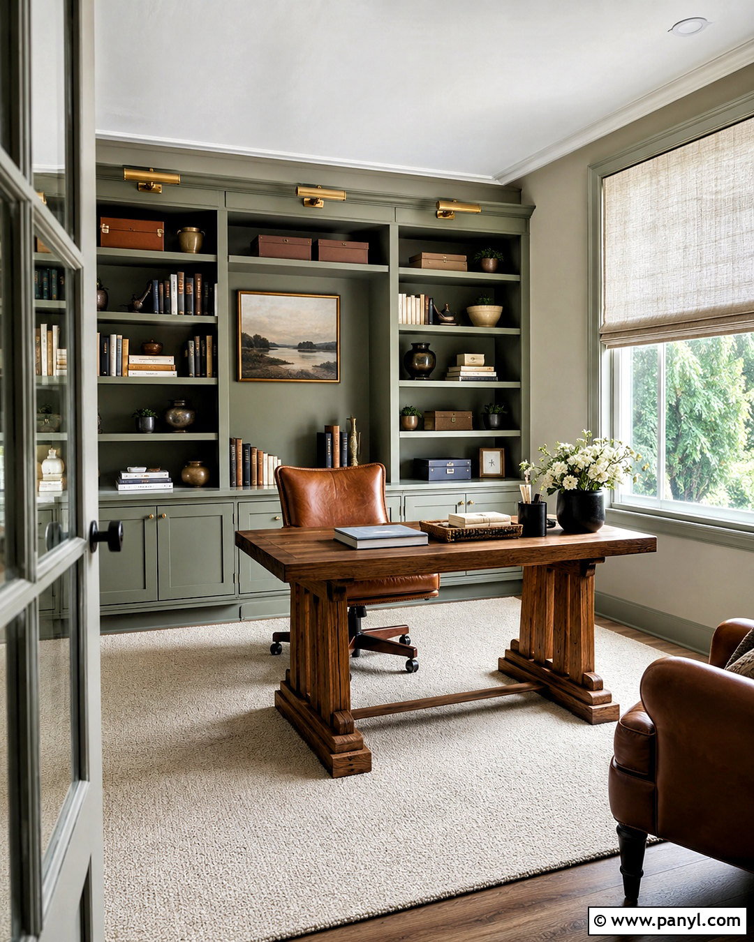 Natural Choice Home Office With Sage Built-Ins - 20 natural choice sherwin williams ideas