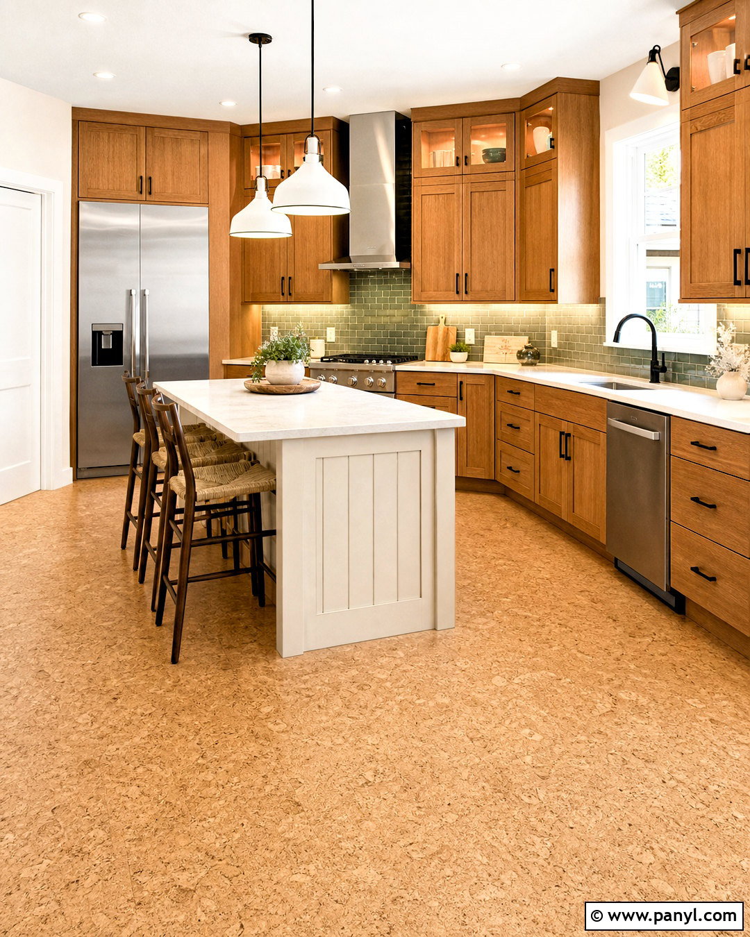 Natural Cork Flooring - 20 honey oak cabinets flooring ideas