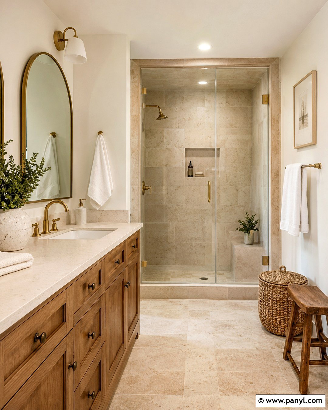 Natural Cream Bathroom With Travertine Tile - 20 Natural Cream Walls