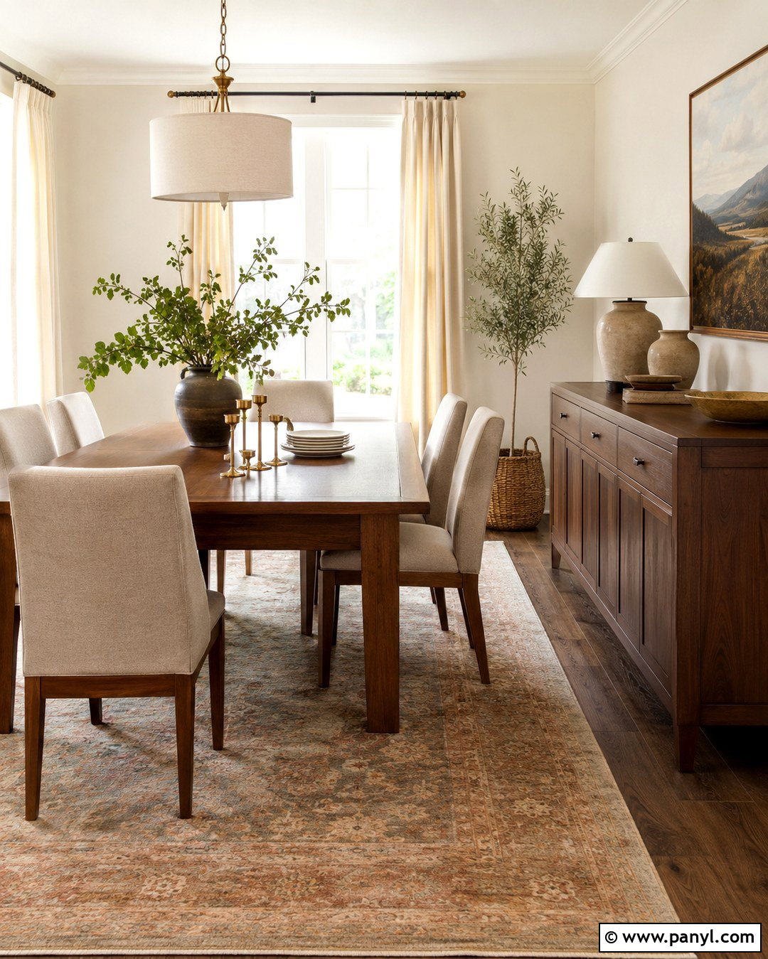 Natural Cream Dining Room With Walnut Furniture - 20 Natural Cream Walls