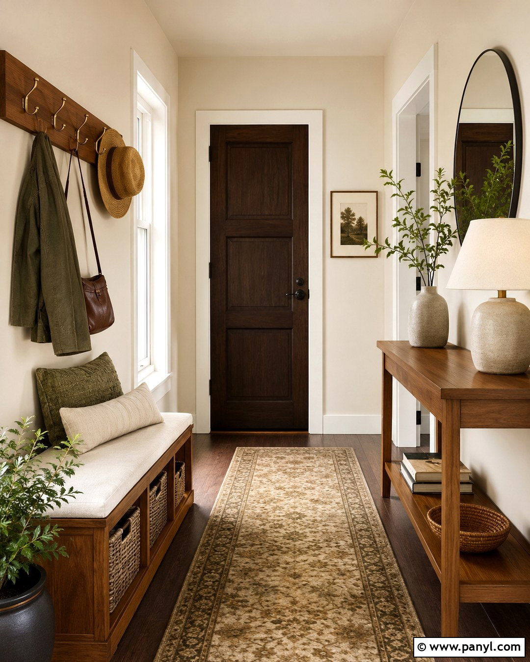 Natural Cream Entryway With Wood Storage - 20 Natural Cream Walls
