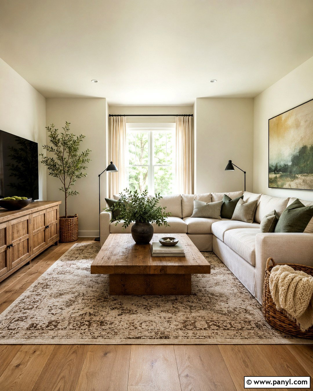 Natural Cream Family Room With a Sectional - 20 Natural Cream Walls