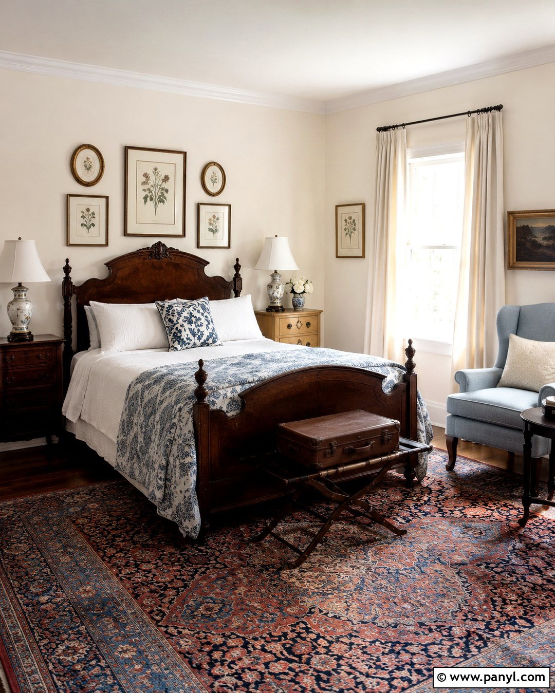 Natural Cream Guest Room With Vintage Decor - 20 Natural Cream Walls
