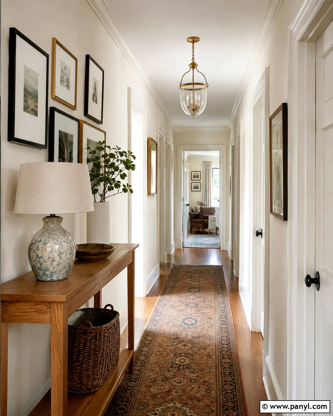 Natural Cream Hallway With Picture Frames - 20 Natural Cream Walls