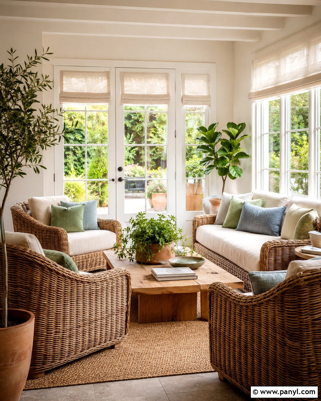 Natural Cream Sunroom With Woven Furniture - 20 Natural Cream Walls
