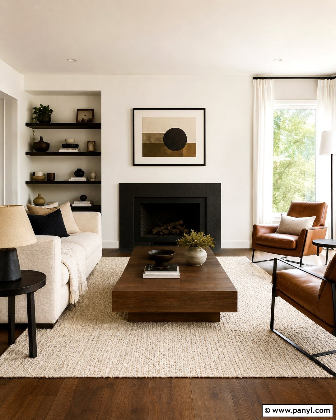 Natural Cream Walls With Black Accents - 20 Natural Cream Walls