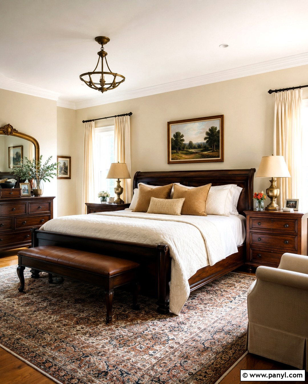 Natural Cream Walls With Dark Wood Furniture - 20 Natural Cream Walls