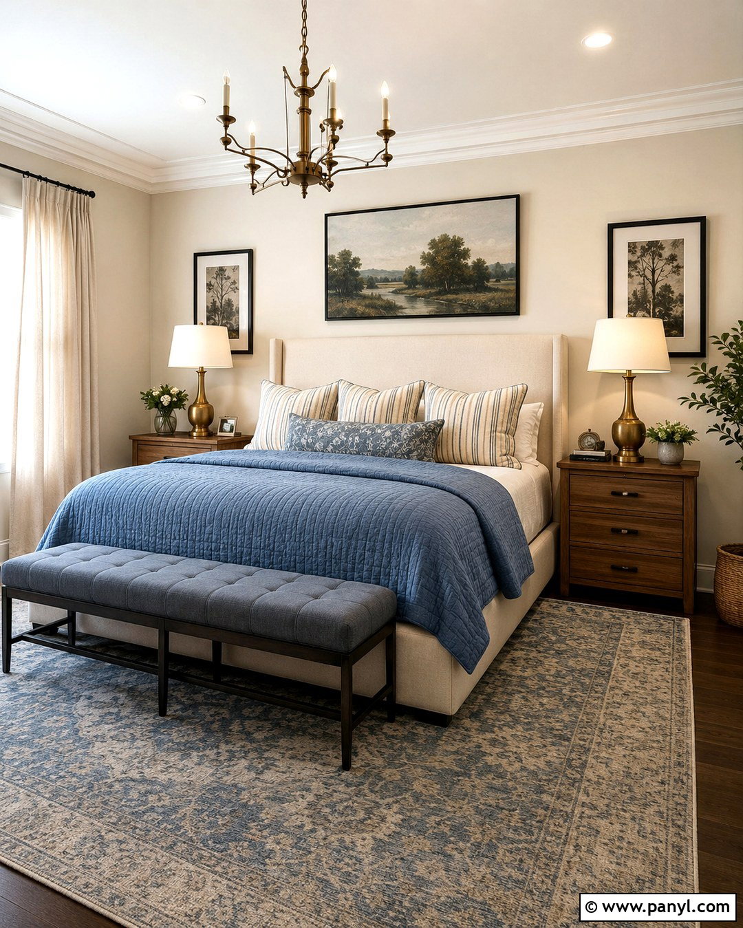 Natural Cream Walls With Dusty Blue Accents - 20 Natural Cream Walls