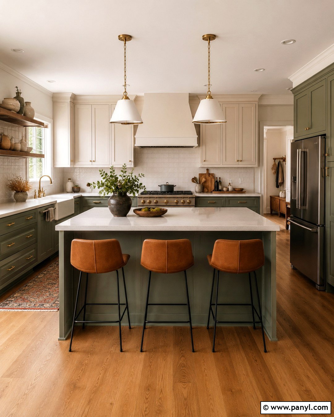 Natural Cream Walls With Olive Green Cabinets - 20 Natural Cream Walls