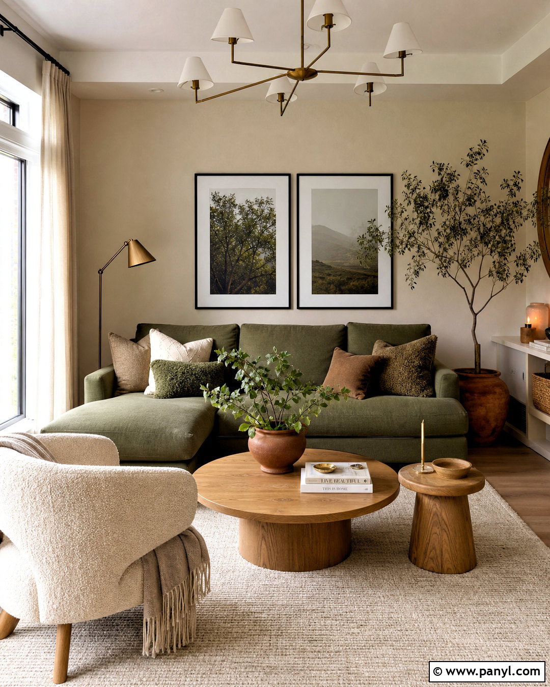 Natural Linen And Evergreen Fog Living Room - 20 sw natural linen color palette ideas