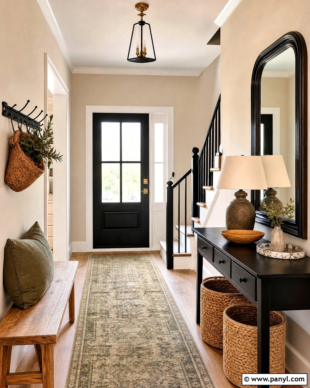 Natural Linen And Tricorn Black Entryway - 20 sw natural linen color palette ideas