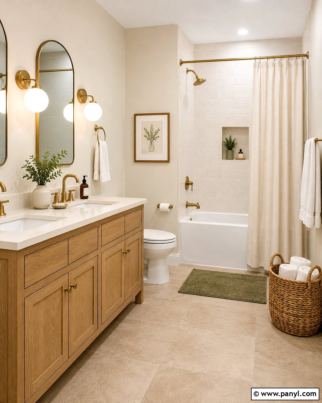 Natural Linen Bathroom With Warm White Tile - 20 natural linen sherwin williams ideas