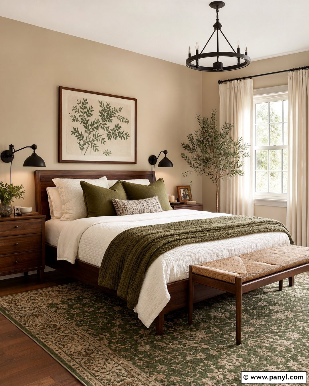 Natural Linen Bedroom With Olive Green - 25 Sherman Williams Natural Linen Walls