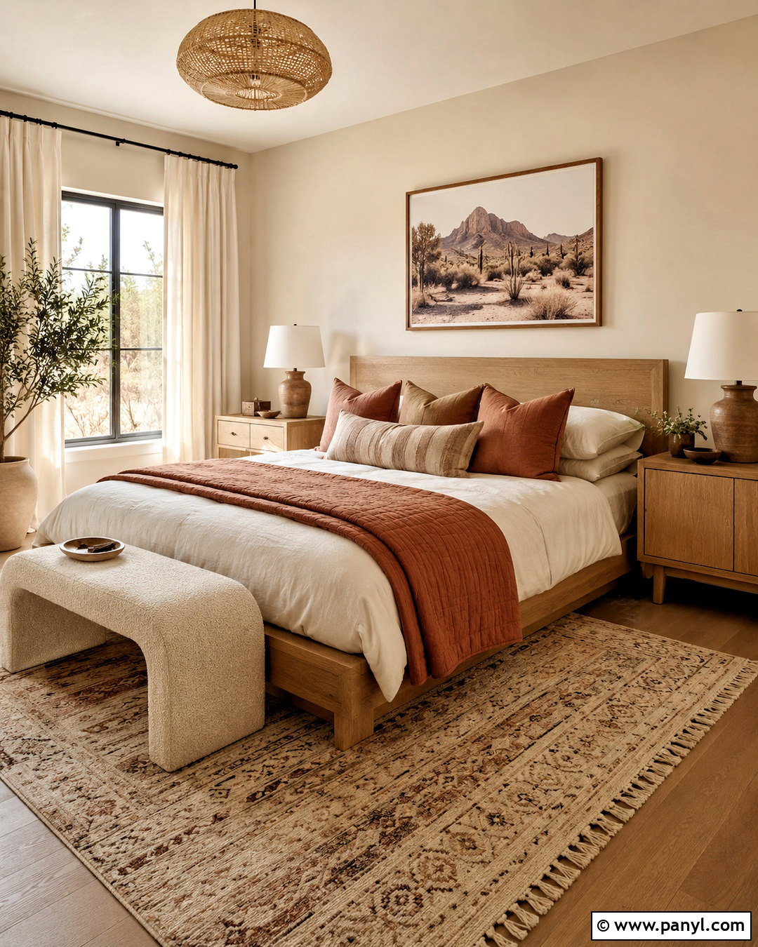 Natural Linen Bedroom With Terracotta Accents - 40 natural linen sherwin williams walls