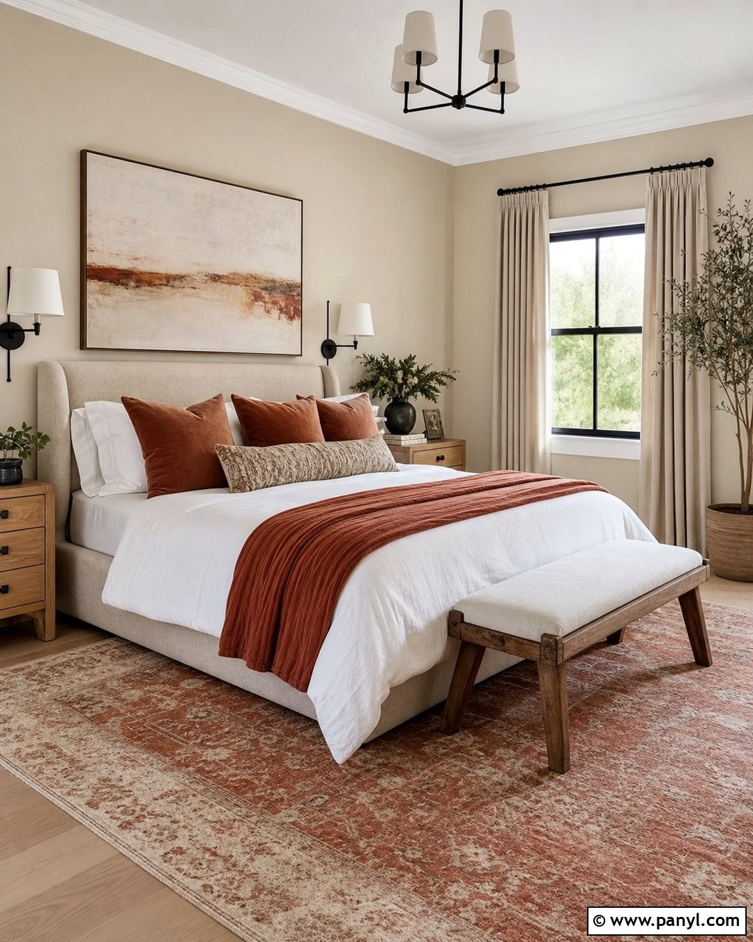 Natural Linen Bedroom With Terracotta Accents - 25 Sherman Williams Natural Linen Walls