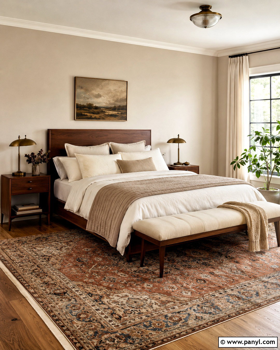 Natural Linen Bedroom With Walnut Furniture - 40 natural linen sherwin williams walls