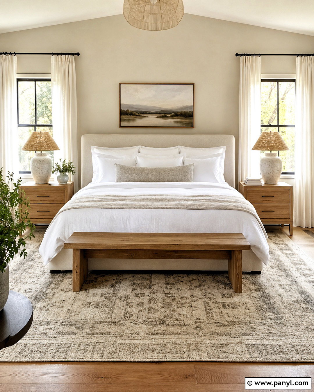 Natural Linen Bedroom With White Bedding - 40 natural linen sherwin williams walls