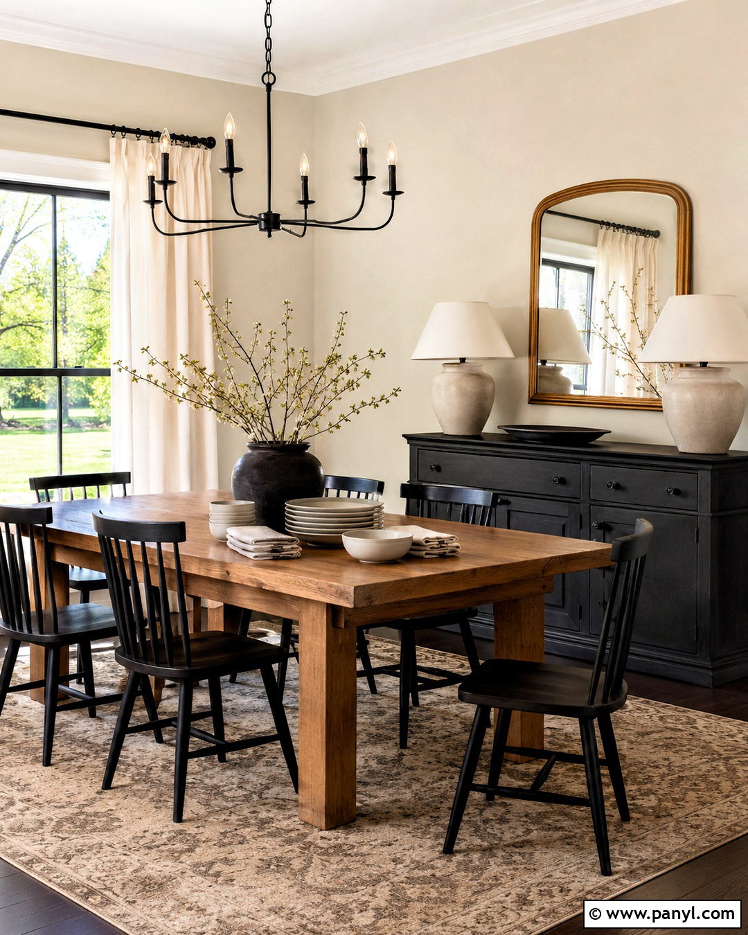 Natural Linen Dining Room With Black Accents - 40 natural linen sherwin williams walls