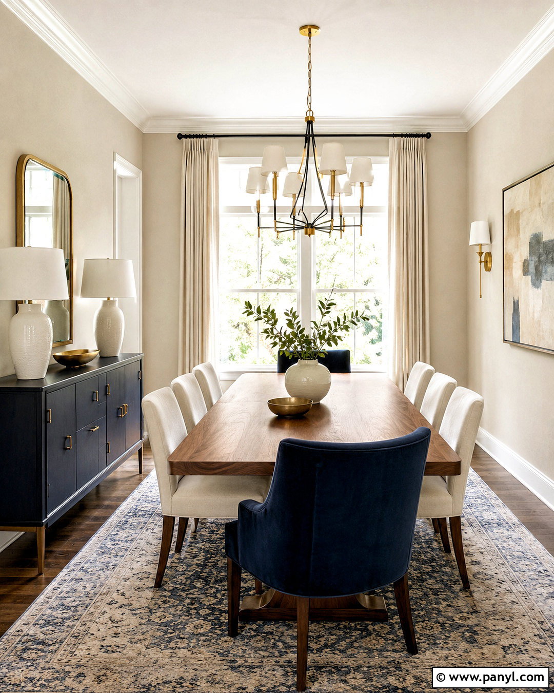 Natural Linen Dining Room With Navy Accents - 20 natural linen sherwin williams ideas