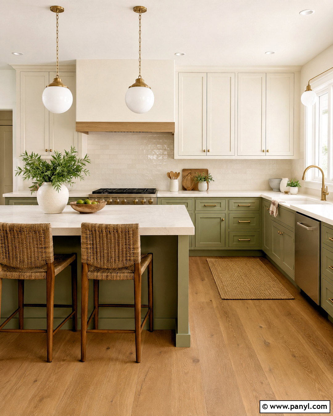 Natural Linen Kitchen With Green Cabinets - 40 natural linen sherwin williams walls